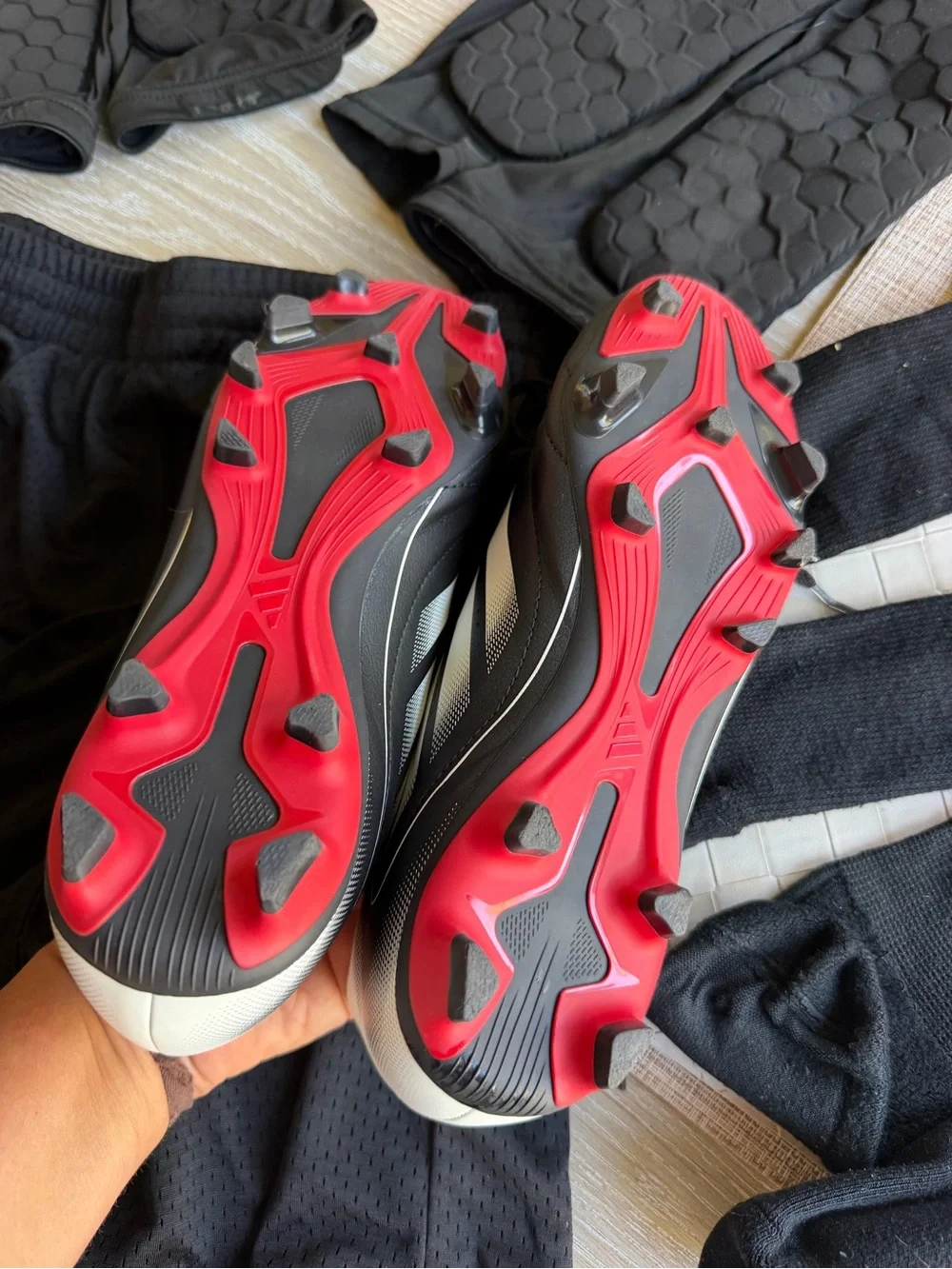 Black Men's Soccer Cleats with White Accents